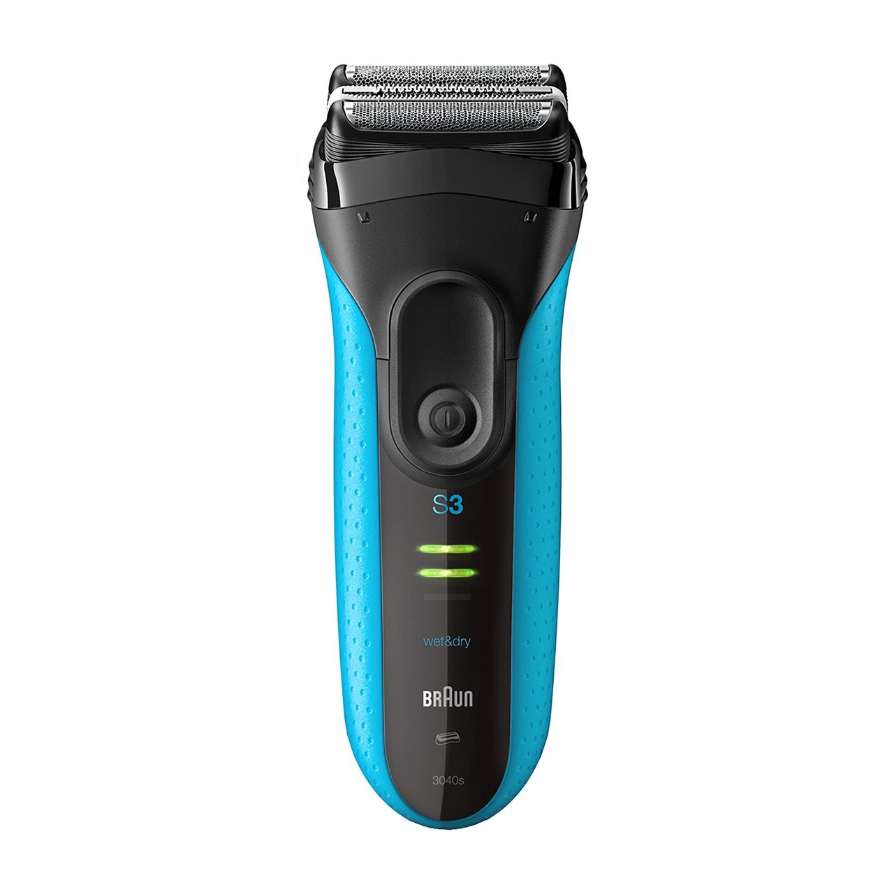Braun Electric Series 3 Razor with Precision Trimmer black and teal electric razor on white background